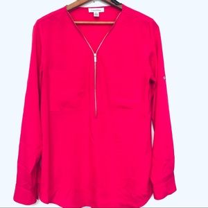 Calvin Klein - Pink Blouse with Zipper Neckline